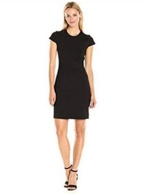 Susana Monaco Black Short Sleeve Shift Mini Dress Size XS